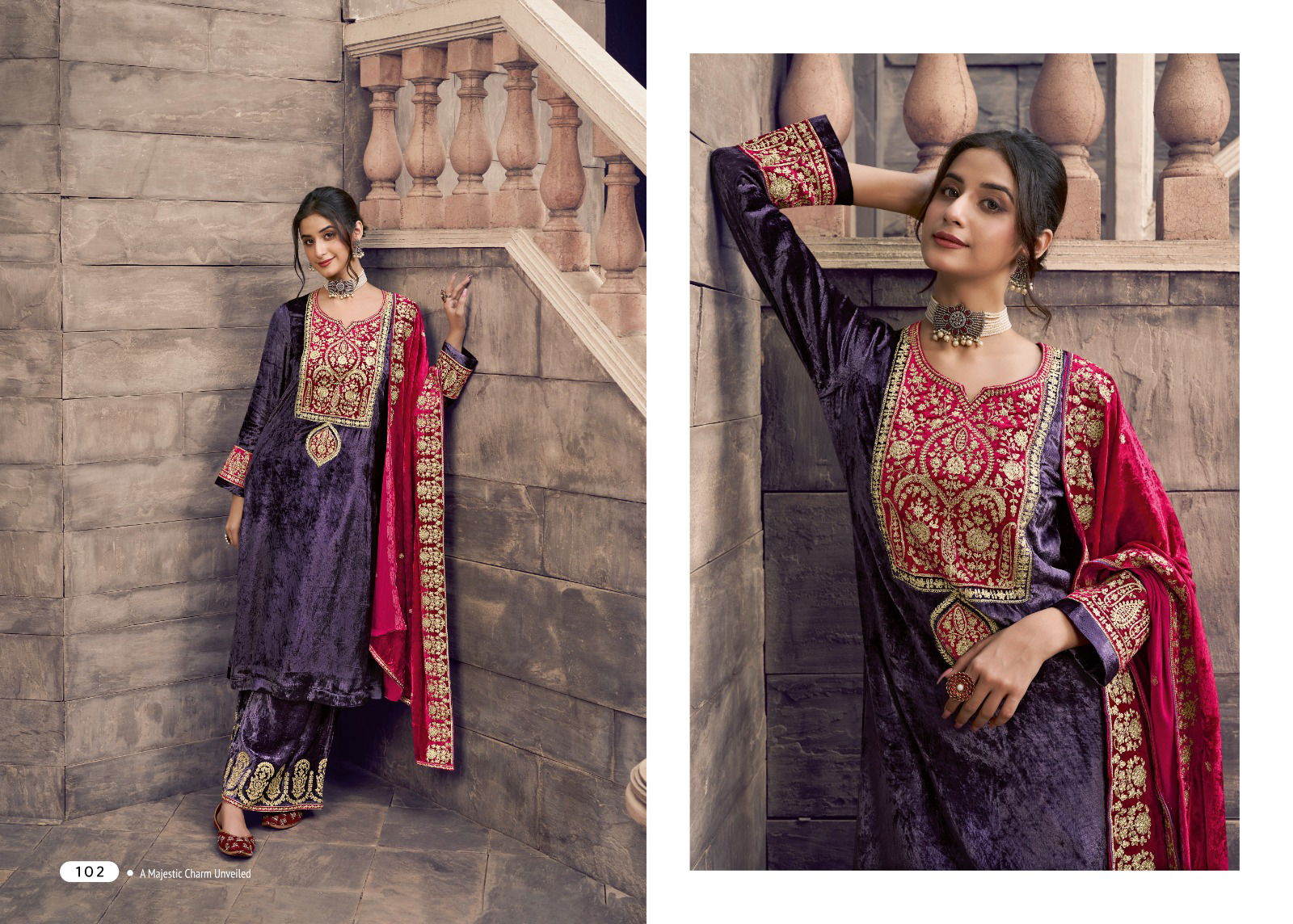 Ora By Esta Silk Velvet Designer Printed Salwar Suits Wholesale Price In Surat